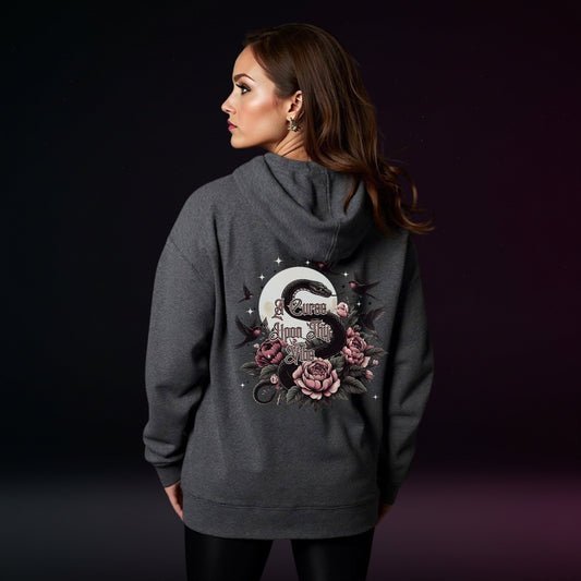 A Curse Upon Thy Vibe Hoodie | Snake Moon & Sparrow Tattoo Witch Sweatshirt | Womens Cozy Hoodie