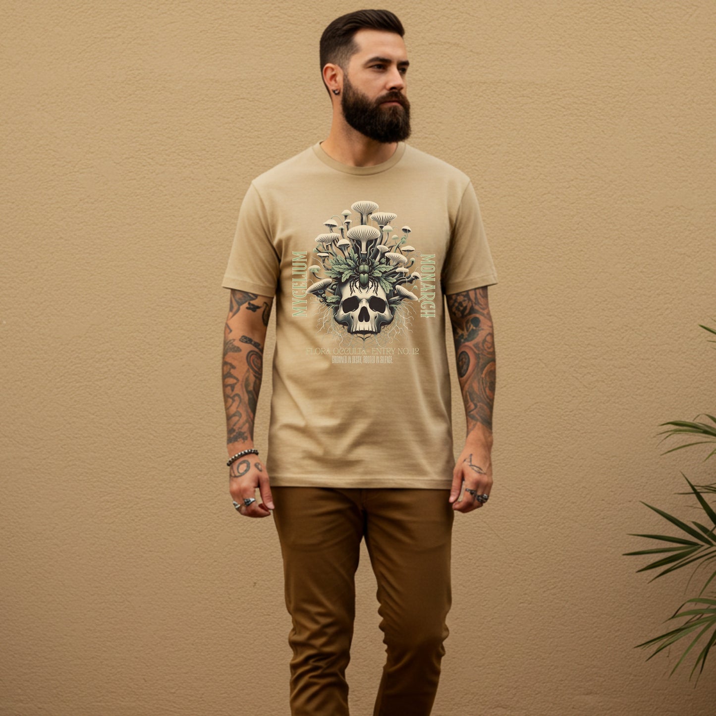 Mycelium Monarch Skull Mushroom Tee | Botanical Gothic Fungi Shirt | Unisex Cotton T-Shirt
