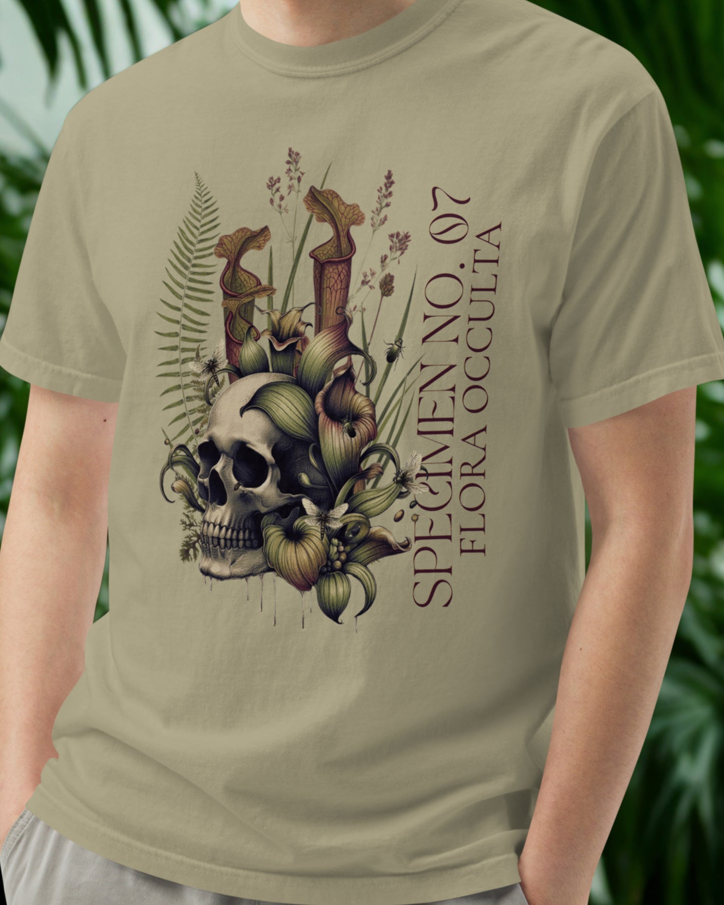 Decay’s Throne Shirt | Gothic Botanical Skull & Carnivorous Plant Tee | Unisex Cotton T-Shirt