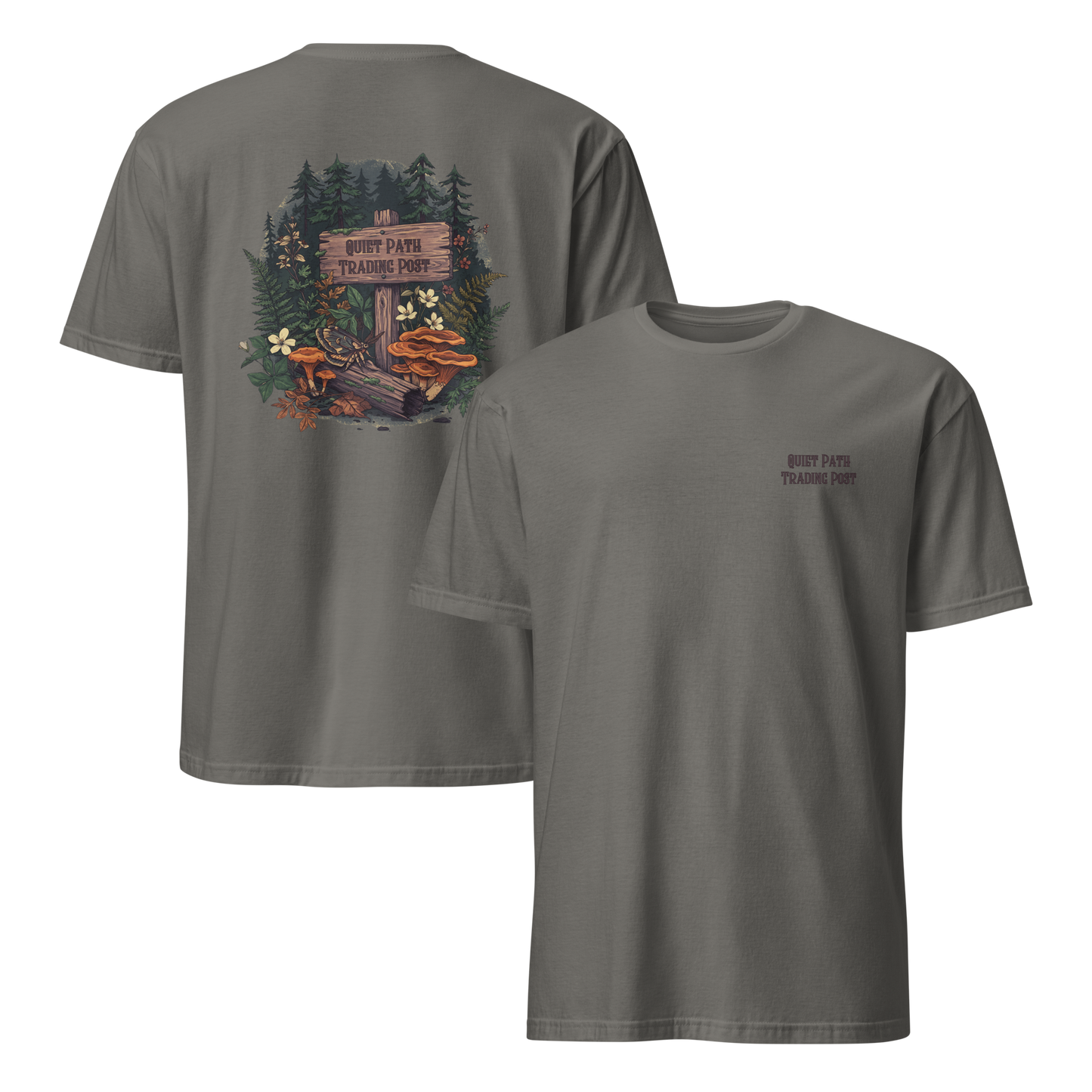 Quiet Path Trading Post Tee | Vintage Forest Trail Moth Shirt | Botanical Gift