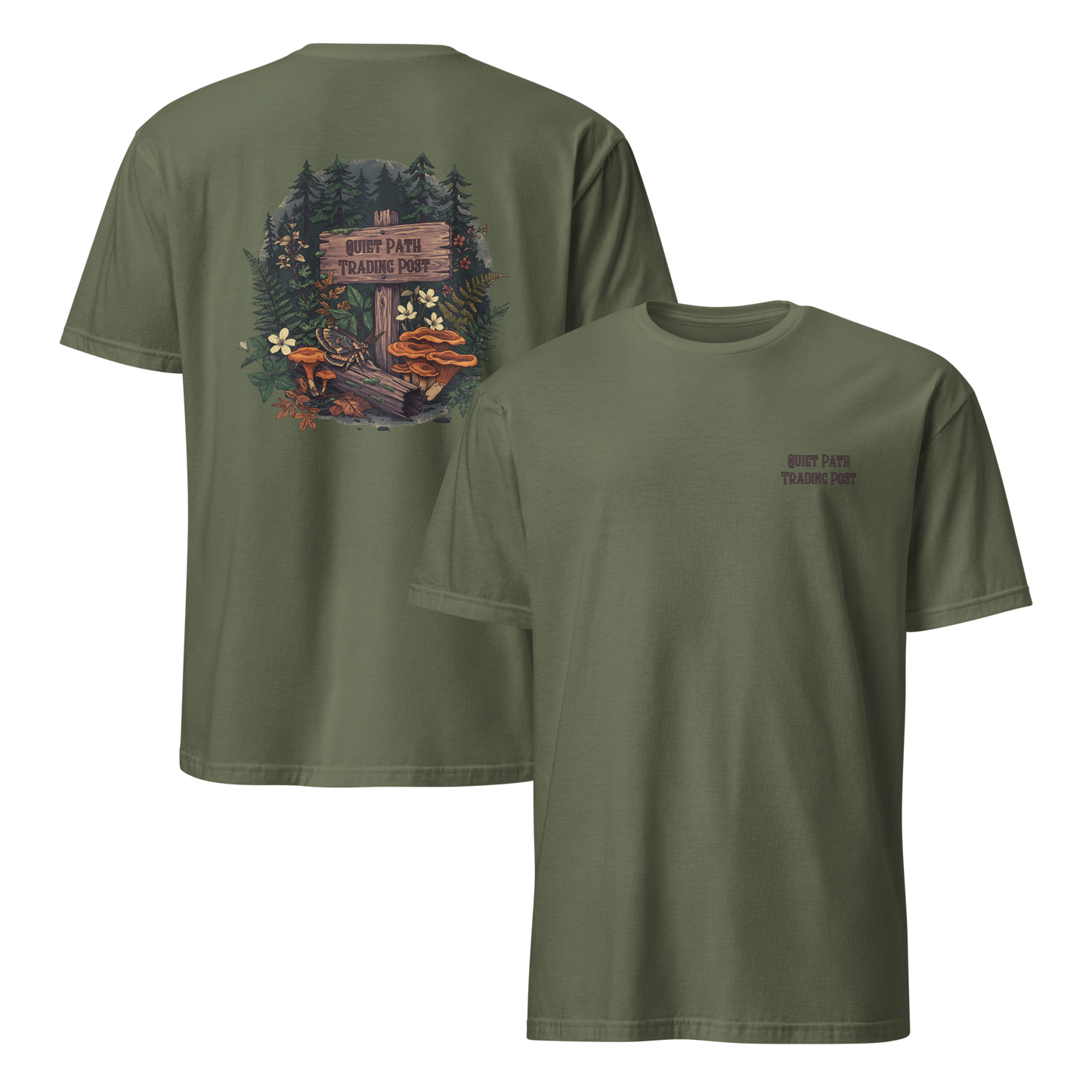 Quiet Path Trading Post Tee | Vintage Forest Trail Moth Shirt | Botanical Gift