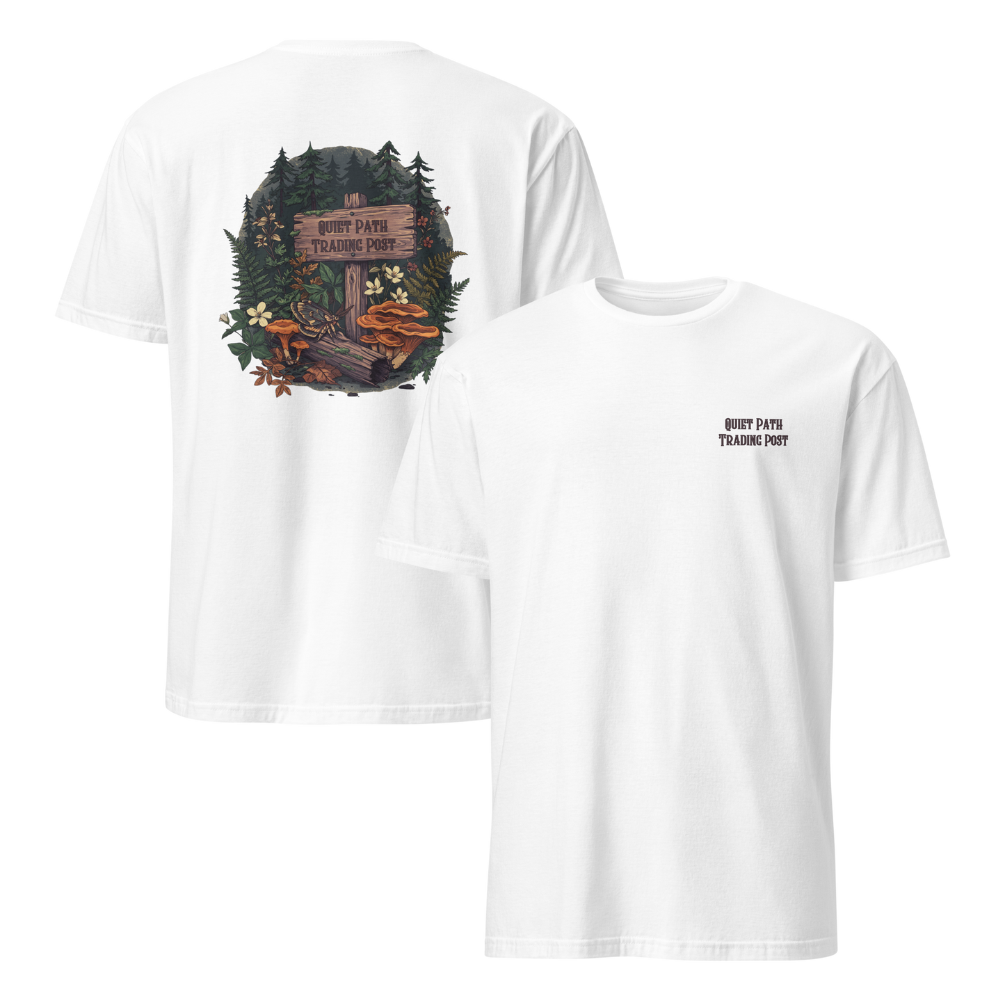 Quiet Path Trading Post Tee | Vintage Forest Trail Moth Shirt | Botanical Gift