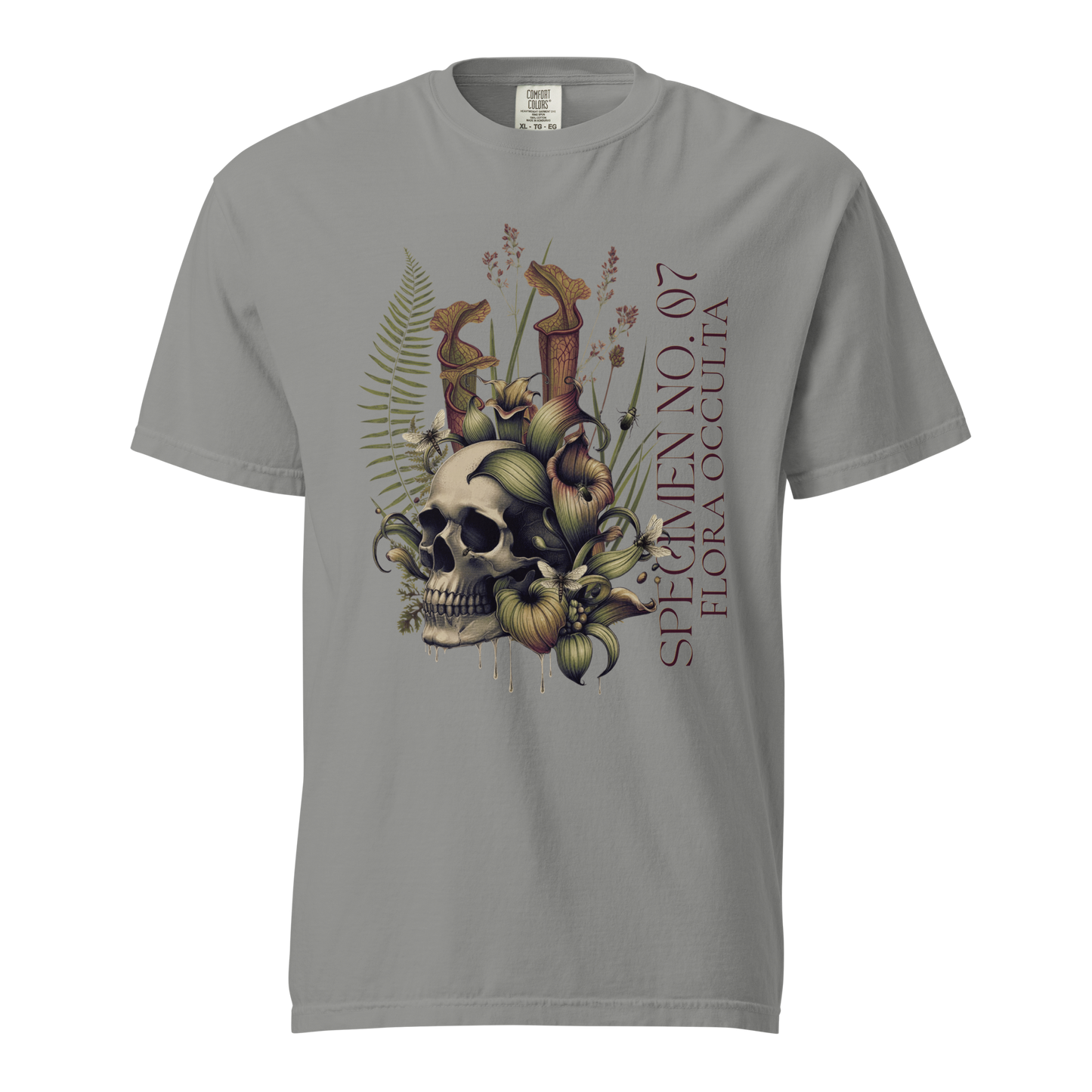 Decay’s Throne Shirt | Gothic Botanical Skull & Carnivorous Plant Tee | Unisex Cotton T-Shirt