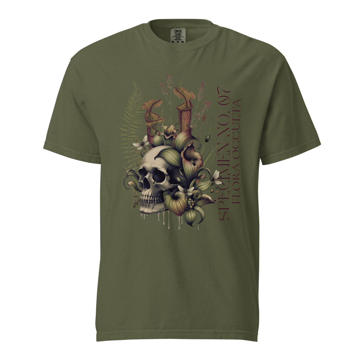 Decay’s Throne Shirt | Gothic Botanical Skull & Carnivorous Plant Tee | Unisex Cotton T-Shirt