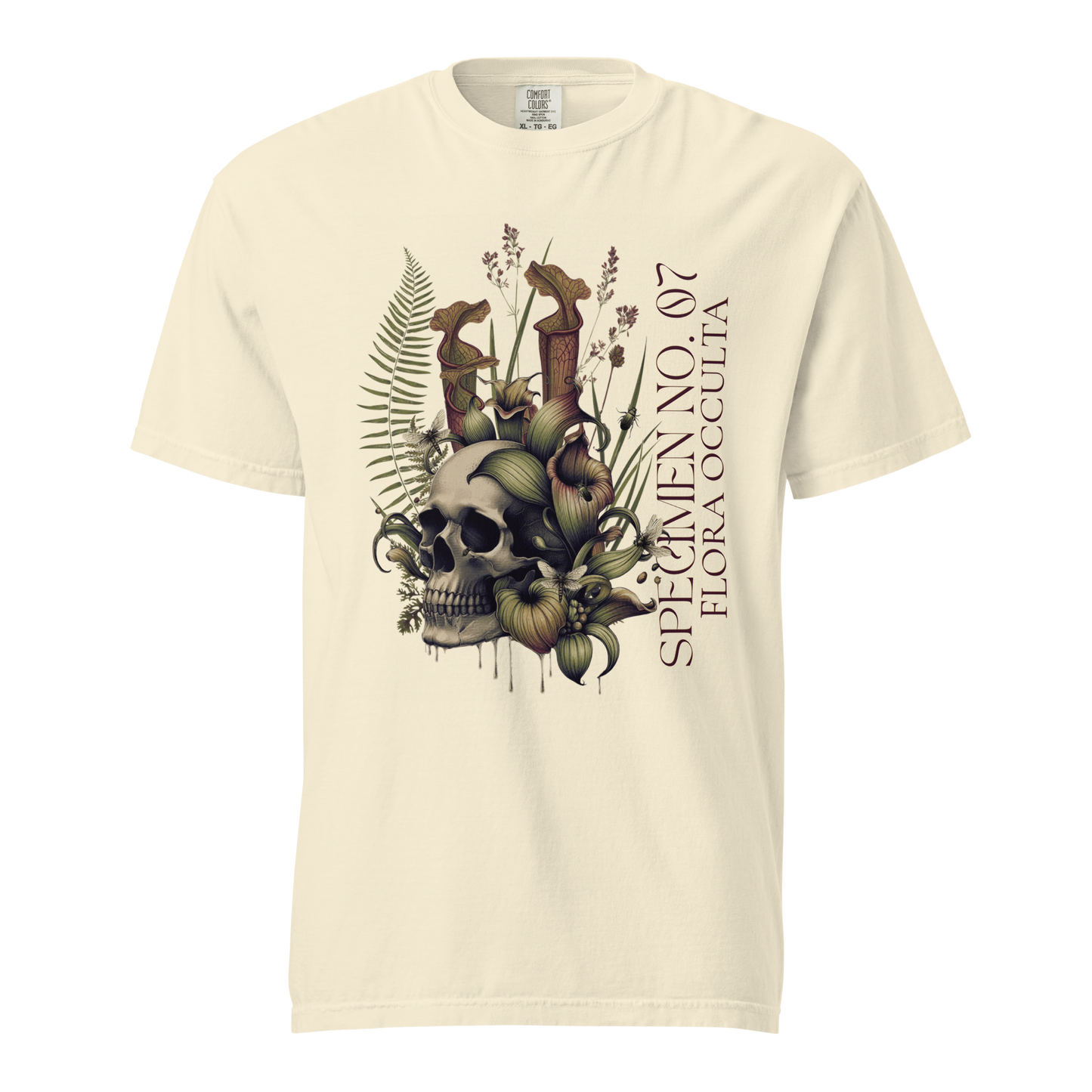 Decay’s Throne Shirt | Gothic Botanical Skull & Carnivorous Plant Tee | Unisex Cotton T-Shirt