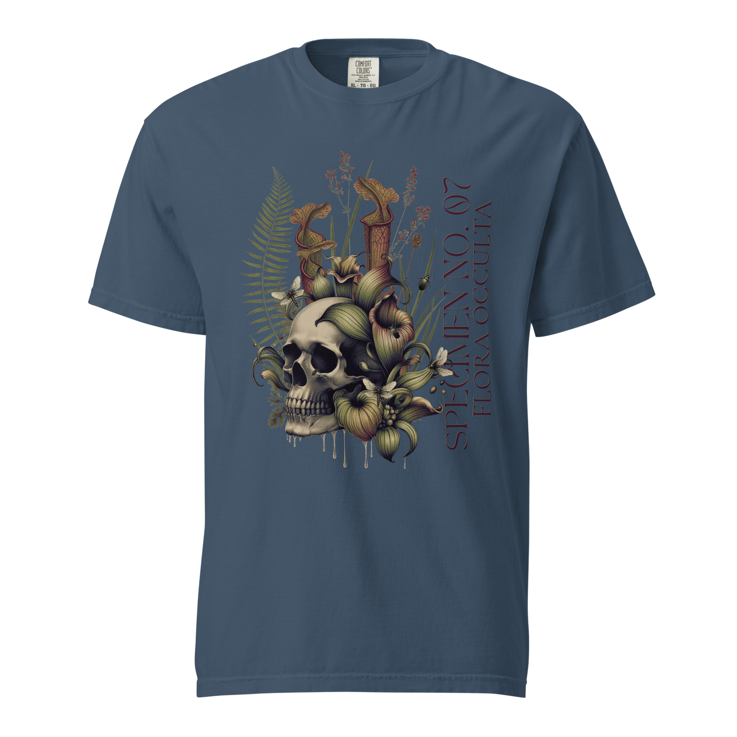 Decay’s Throne Shirt | Gothic Botanical Skull & Carnivorous Plant Tee | Unisex Cotton T-Shirt