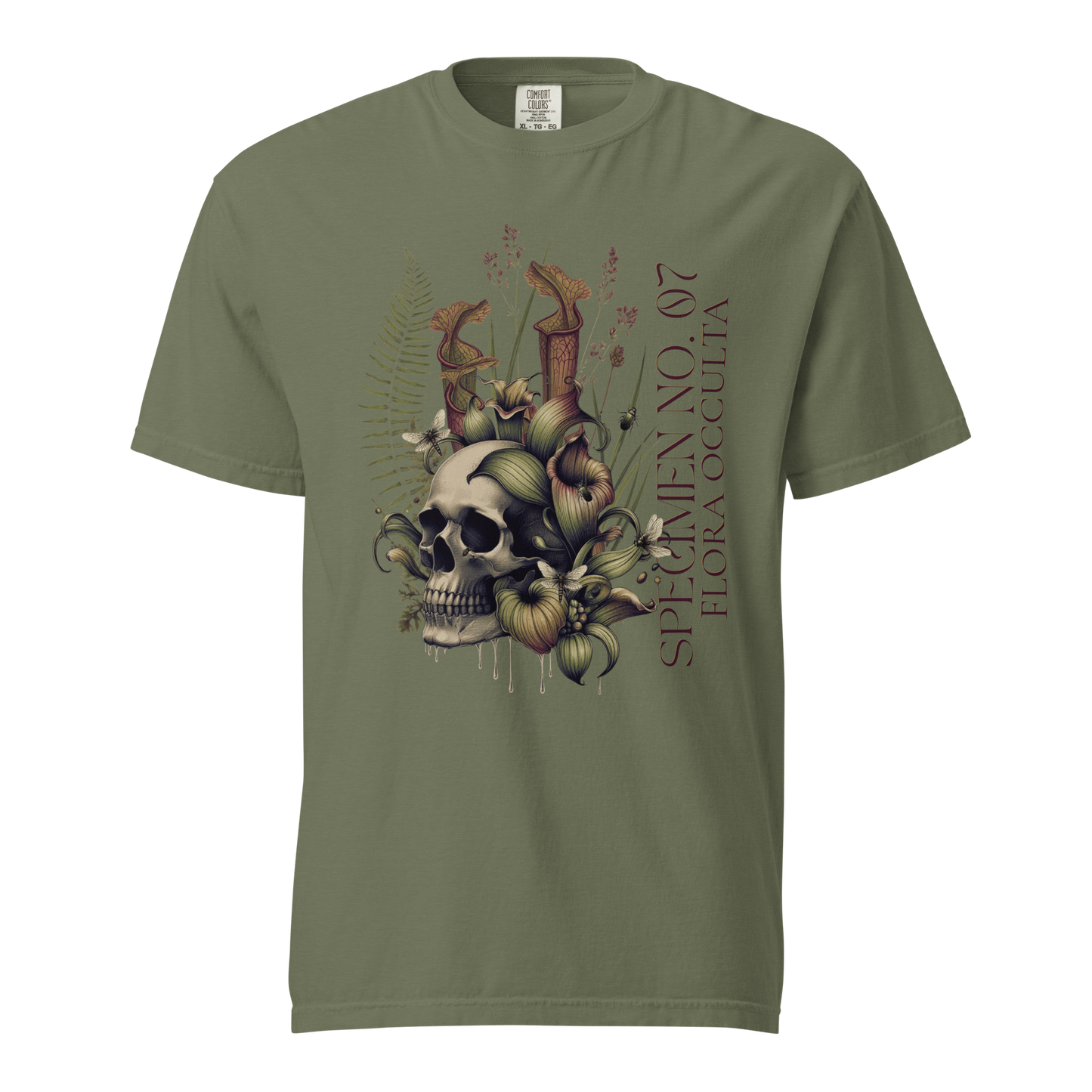 Decay’s Throne Shirt | Gothic Botanical Skull & Carnivorous Plant Tee | Unisex Cotton T-Shirt