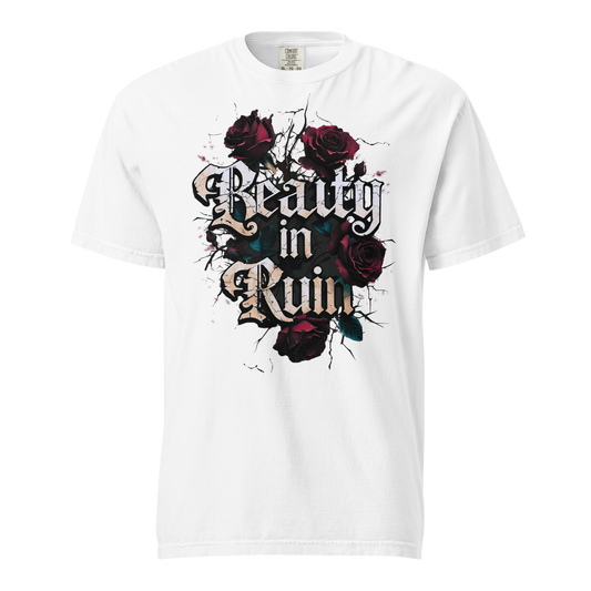 Beauty in Ruin Thorn Rose Tee | Gothic Floral Tattoo Shirt | Edgy Graphic | Womens Top