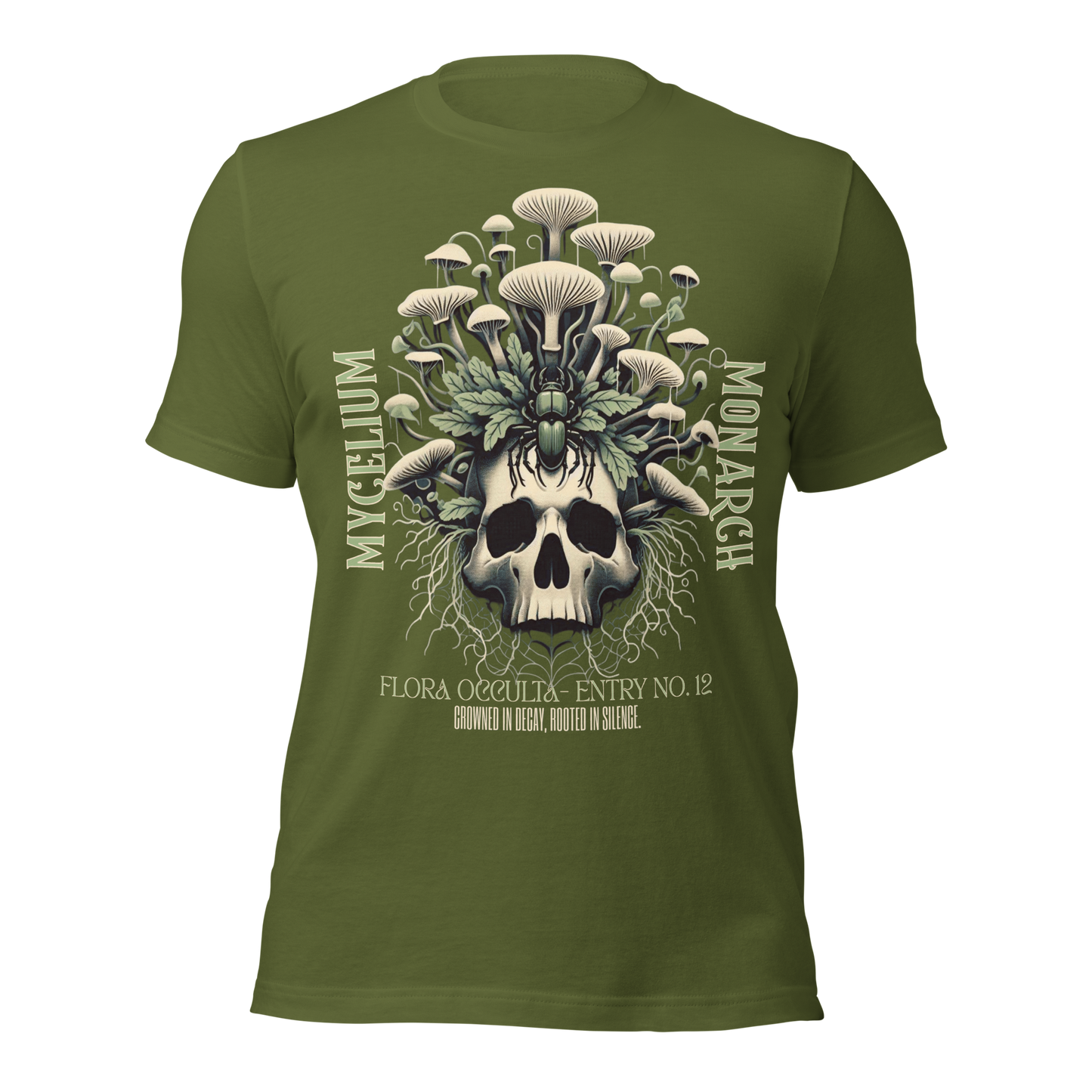Mycelium Monarch Skull Mushroom Tee | Botanical Gothic Fungi Shirt | Unisex Cotton T-Shirt