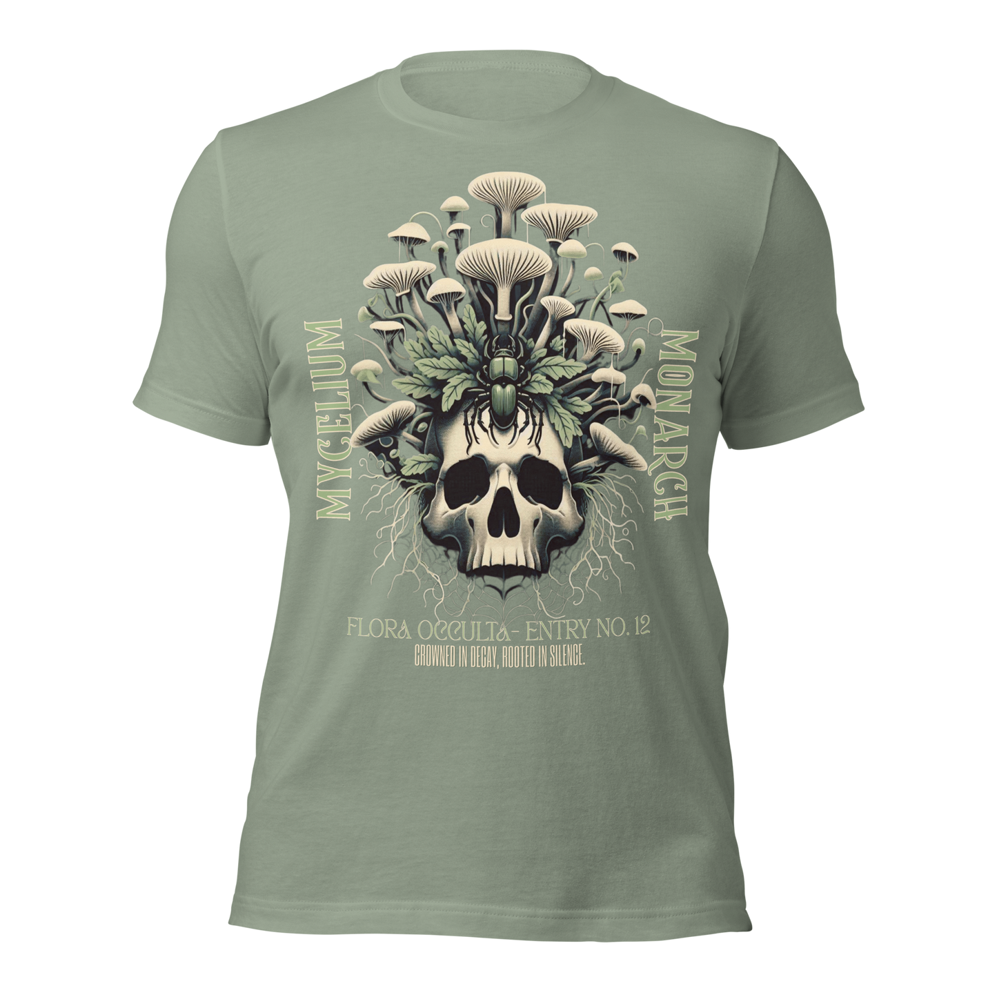 Mycelium Monarch Skull Mushroom Tee | Botanical Gothic Fungi Shirt | Unisex Cotton T-Shirt