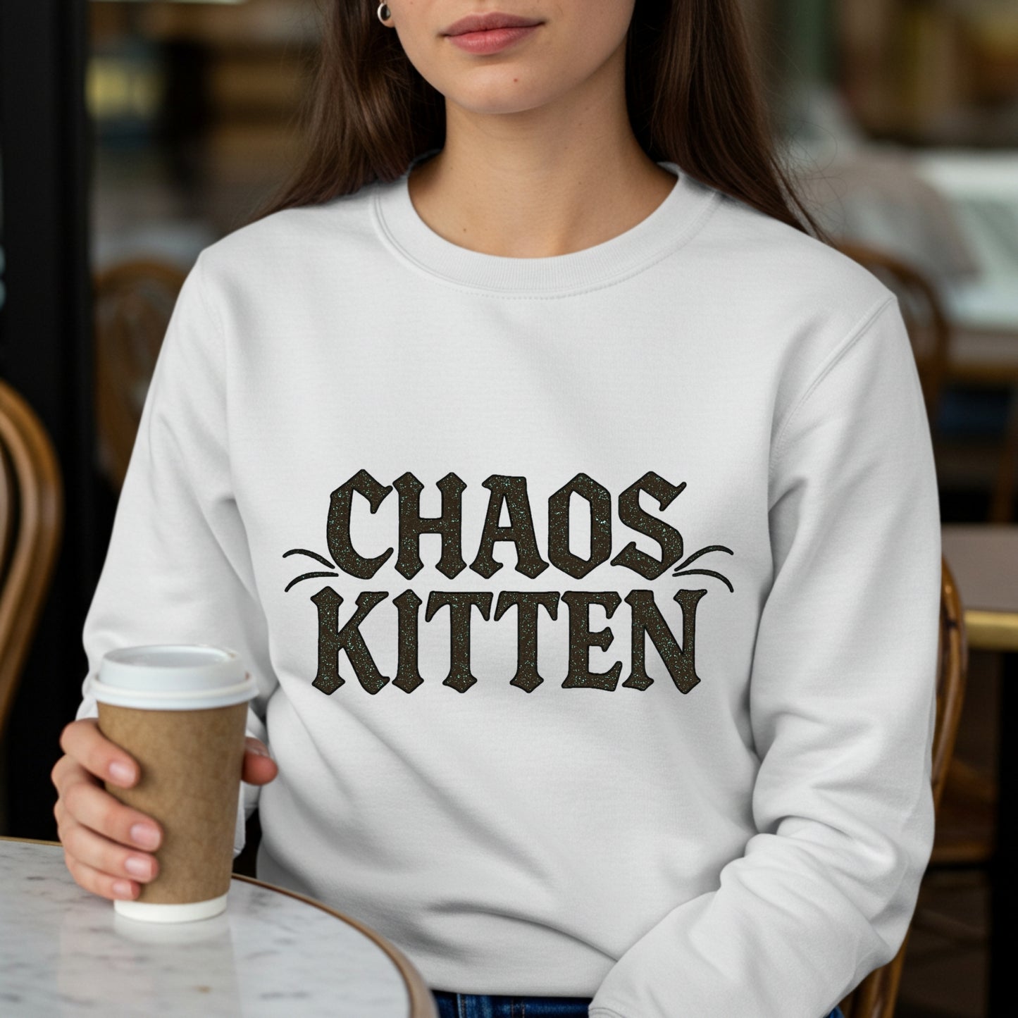 Chaos Kitten Sweatshirt | Womens Playful Gothic Pullover | Alternative Streetwear