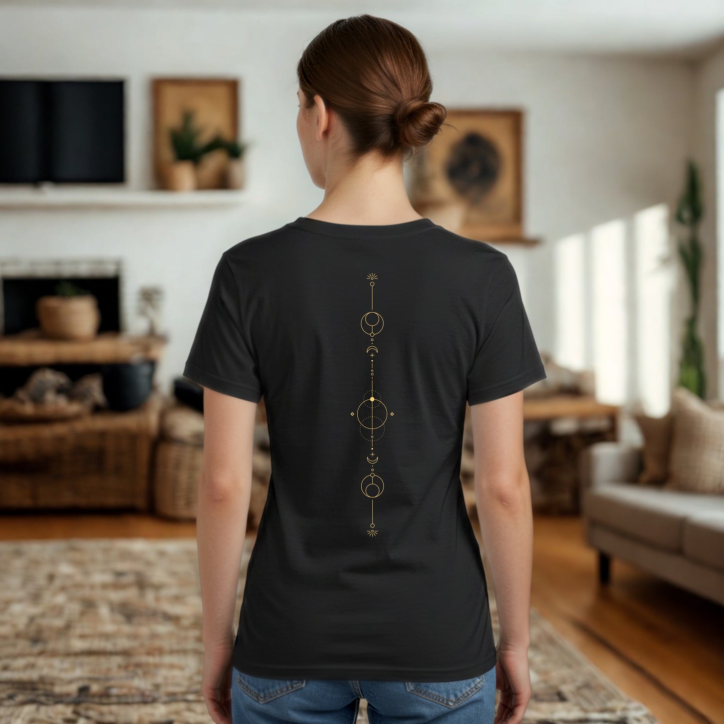 The Seer of Dusk Tarot Owl Shirt | Celestial Graphic Tee with Back Print | Bella Canvas 3001 Unisex T-Shirt | Witchy Fantasy Shirt