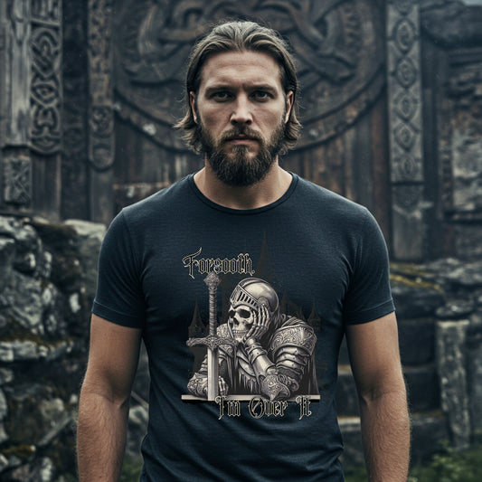 Forsooth I Am Over It Medieval Skeleton Shirt | Gothic Knight Sarcasm Tee | Bella Canvas 3001 Unisex T-Shirt | Dark Humor