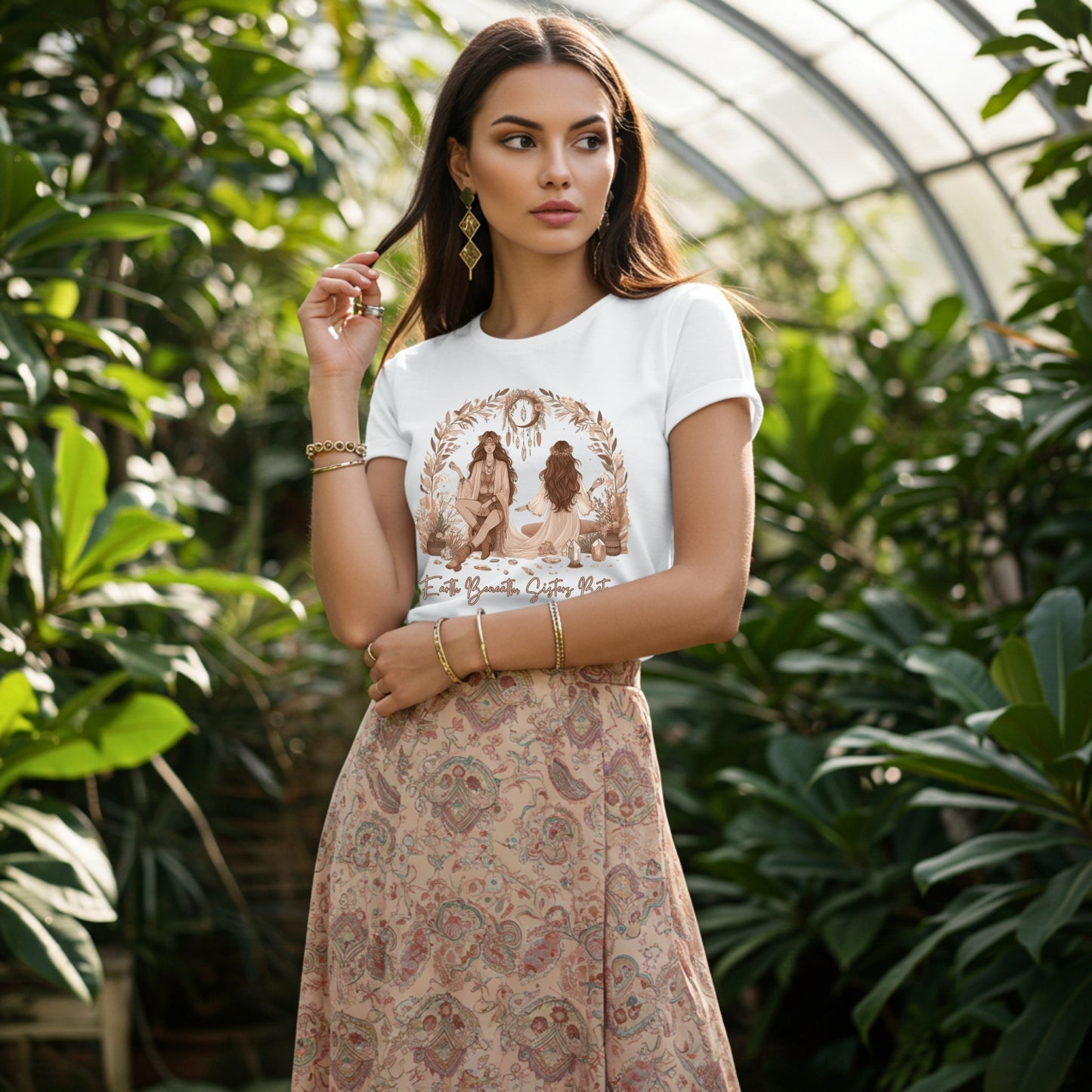 Sisterhood Boho T-Shirt | Earth & Crystal Graphic Tee | Spiritual Women's Gift