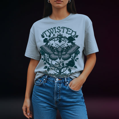 Twisted By Design Moth Graphic Shirt | Comfort Colors 1717 Unisex Garment-Dyed Heavyweight Tee
