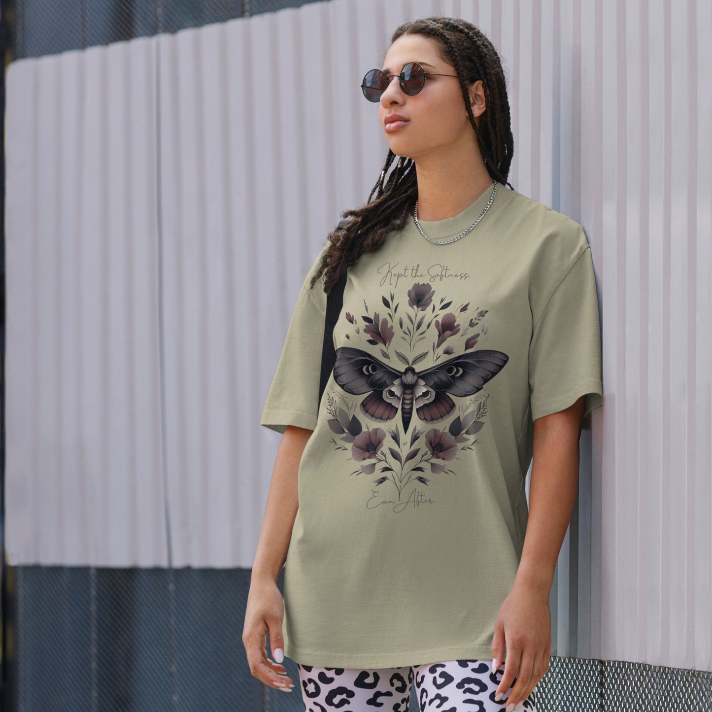 Kept the Softness Even After Moth Tee | Vintage Botanical Luna Moth Shirt | Womens Cotton Top