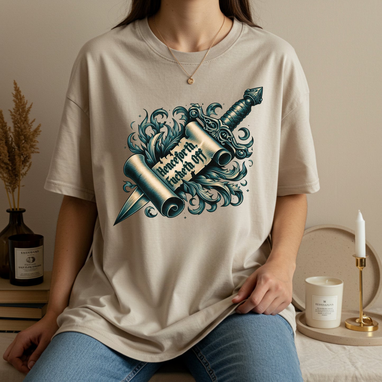 Henceforth Fucketh Off Shirt | Gothic Scroll Renaissance Tee | Sassy Unisex T-Shirt
