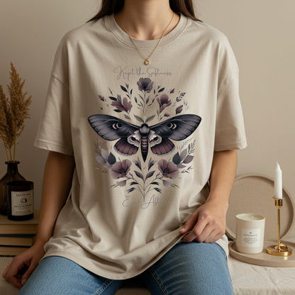 Kept the Softness Even After Moth Tee | Vintage Botanical Luna Moth Shirt | Womens Cotton Top