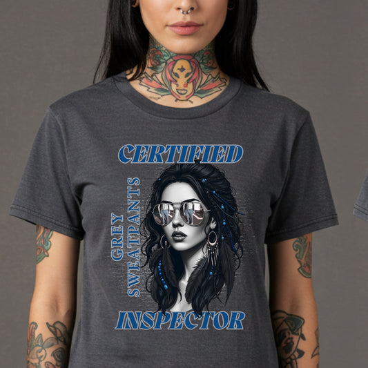 Certified Grey Sweatpants Inspector Shirt | Boho Witchy Bold Graphic Tee for Women | Bella Canvas 3001 Unisex T-Shirt Funny