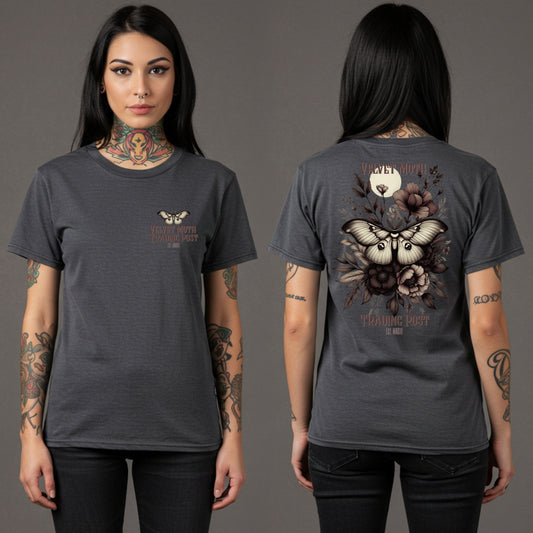 Velvet Moth Trading Post Tee | Vintage Moth & Moon Floral Graphic | Comfort Colors 1717 Heavyweight Shirt | Maine Inspired Unisex T-Shirt