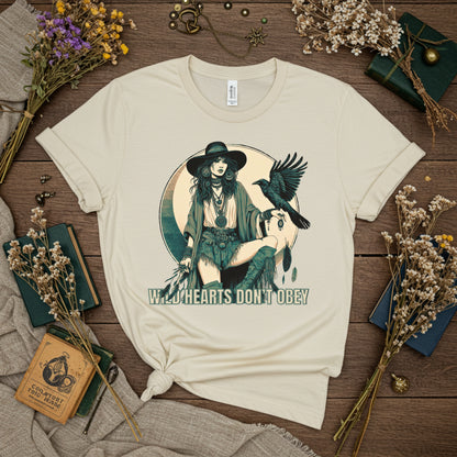 Wild Hearts Don’t Obey Tee | Boho Witch Raven Shirt | Moon Magic Graphic