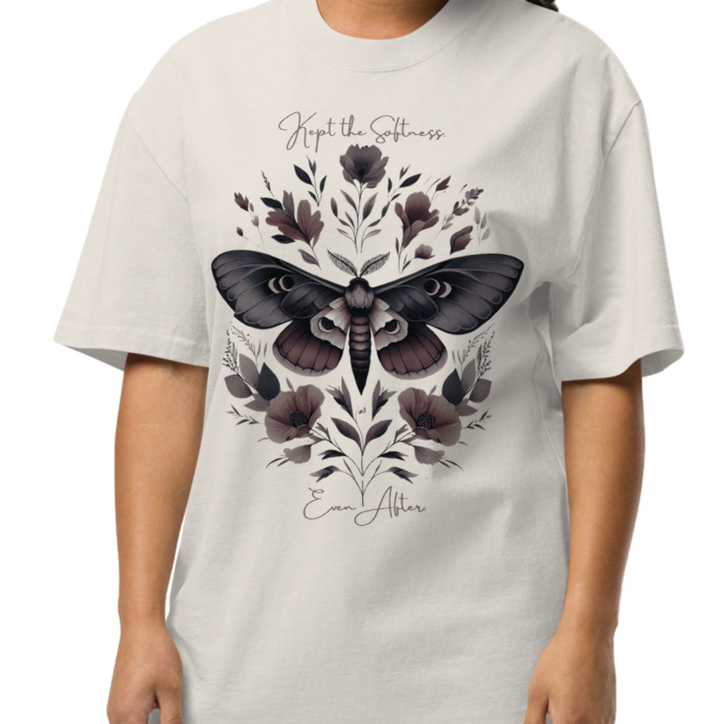 Kept the Softness Even After Moth Tee | Vintage Botanical Luna Moth Shirt | Womens Cotton Top