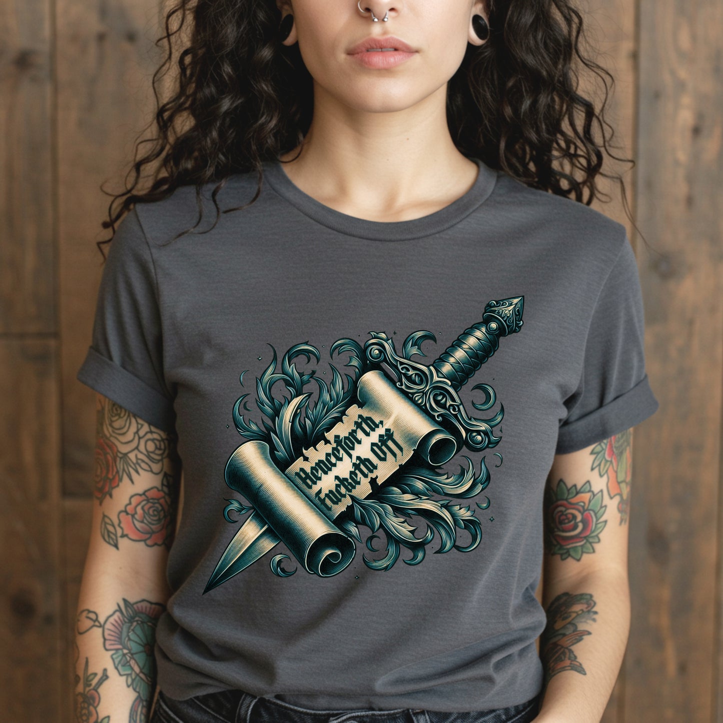 Henceforth Fucketh Off Shirt | Gothic Scroll Renaissance Tee | Sassy Unisex T-Shirt