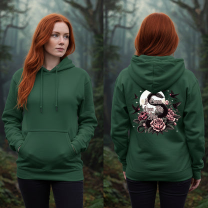 A Curse Upon Thy Vibe Hoodie | Snake Moon & Sparrow Tattoo Witch Sweatshirt | Womens Cozy Hoodie