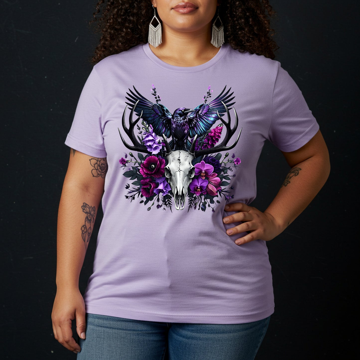 Bloom from Bone T-Shirt | Gothic Skull & Raven Floral Tee | Witchcore