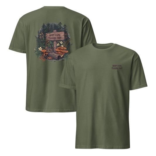 Quiet Path Trading Post Tee | Vintage Forest Trail Moth Shirt | Botanical Gift
