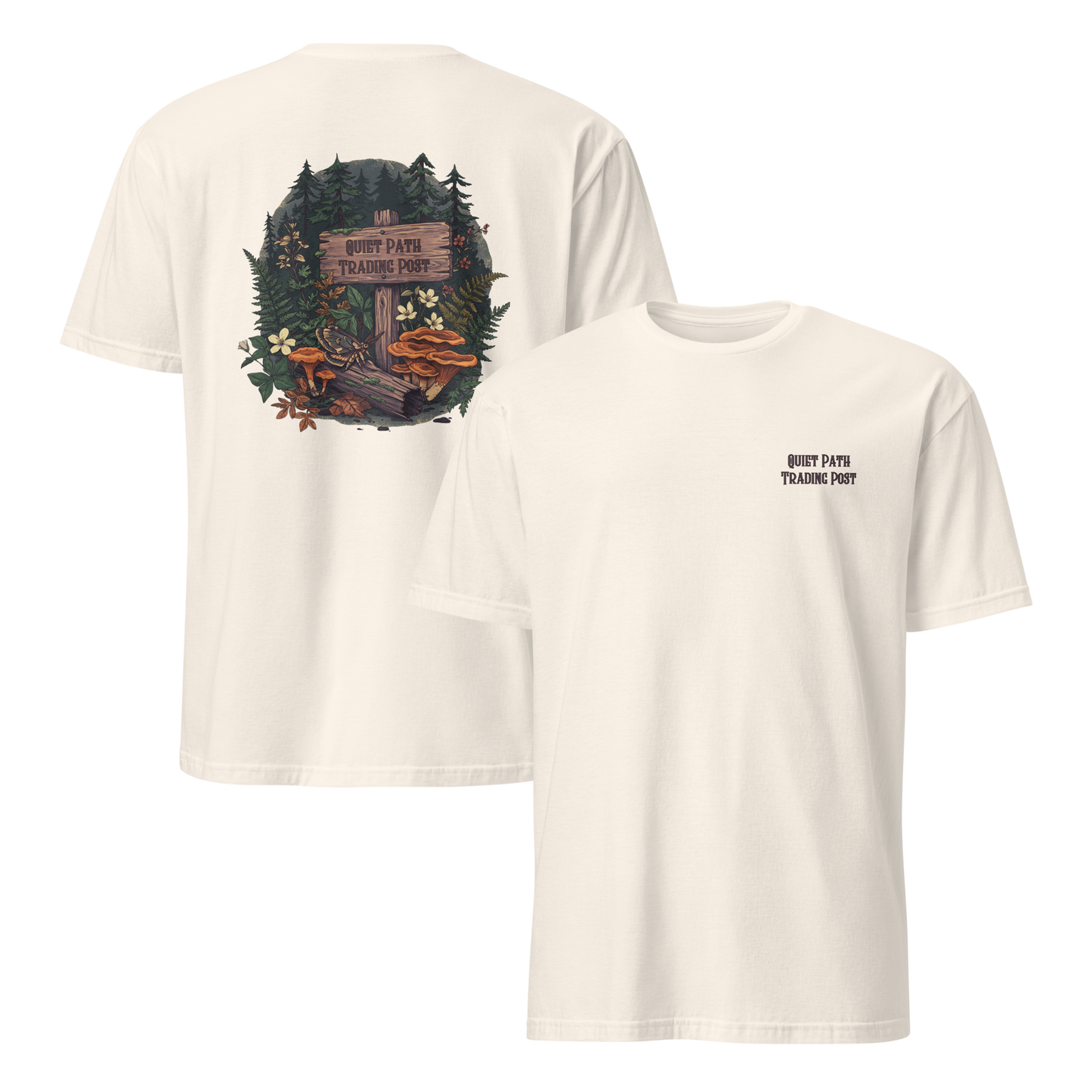 Quiet Path Trading Post Tee | Vintage Forest Trail Moth Shirt | Botanical Gift