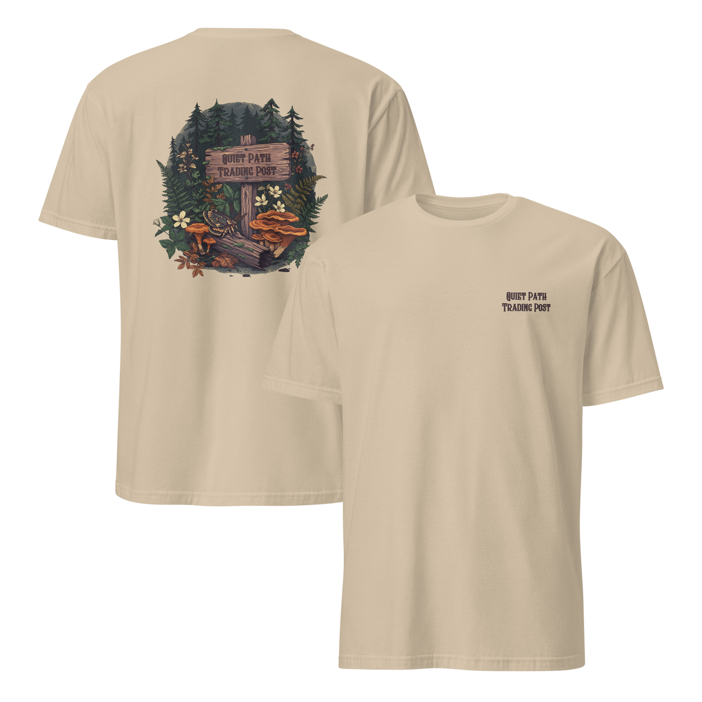 Quiet Path Trading Post Tee | Vintage Forest Trail Moth Shirt | Botanical Gift