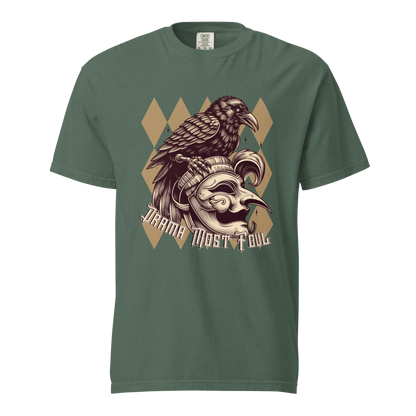 Drama Most Foul Tee | Gothic Renaissance Raven Mask Shirt | Medieval Diamond Pattern