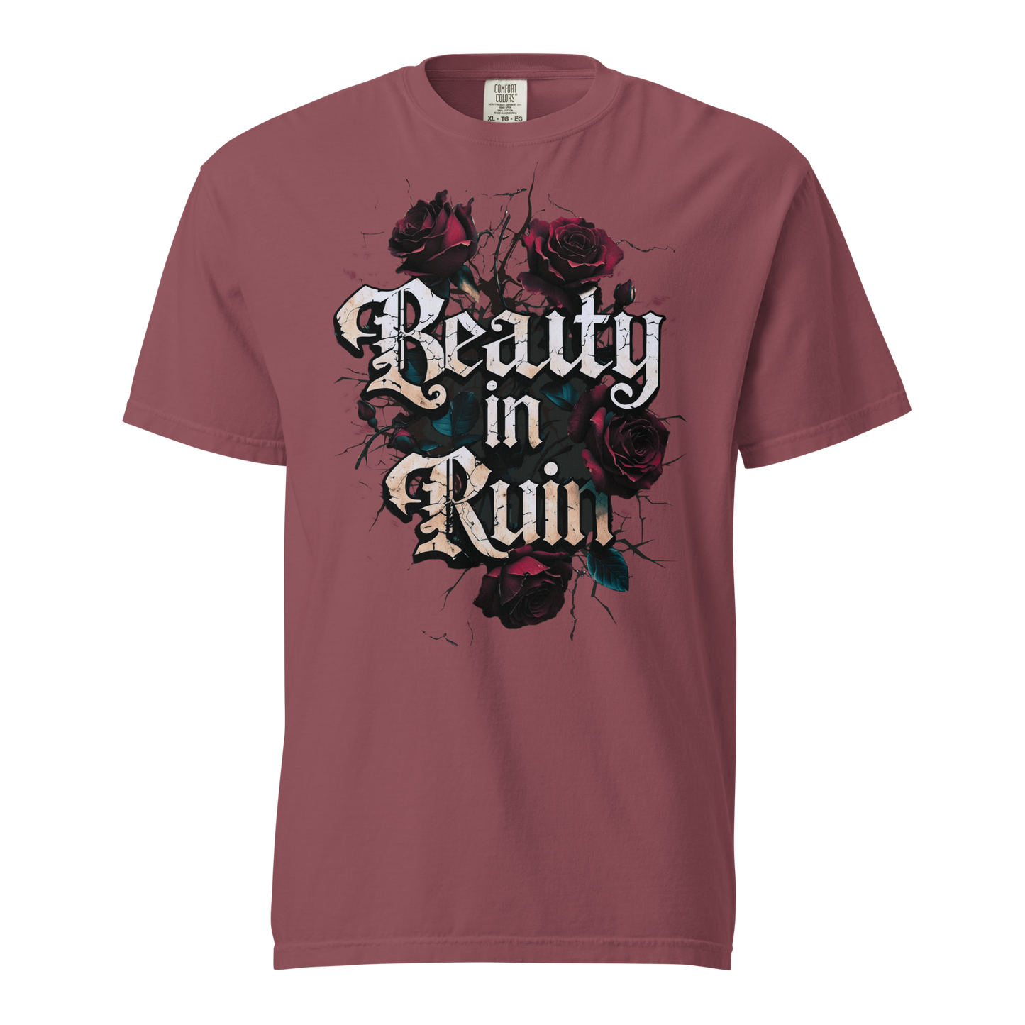 Beauty in Ruin Thorn Rose Tee | Gothic Floral Tattoo Shirt | Edgy Graphic | Womens Top