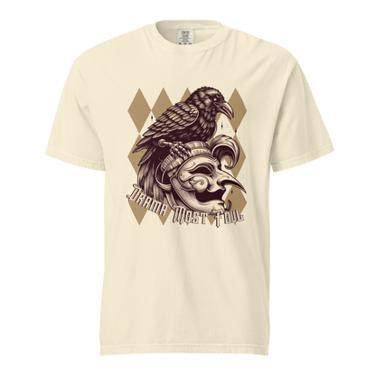 Drama Most Foul Tee | Gothic Renaissance Raven Mask Shirt | Medieval Diamond Pattern