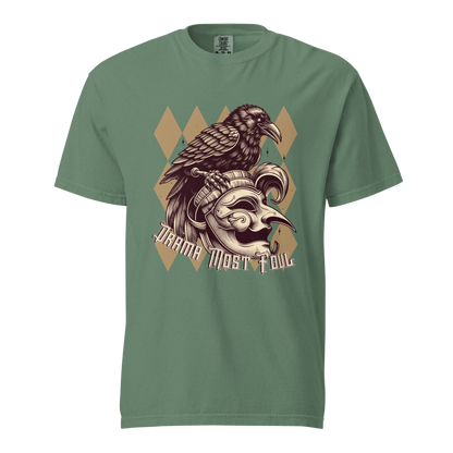 Drama Most Foul Tee | Gothic Renaissance Raven Mask Shirt | Medieval Diamond Pattern