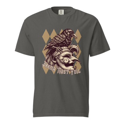 Drama Most Foul Tee | Gothic Renaissance Raven Mask Shirt | Medieval Diamond Pattern