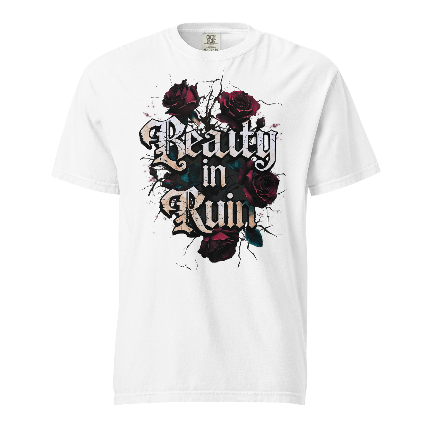 Beauty in Ruin Thorn Rose Tee | Gothic Floral Tattoo Shirt | Edgy Graphic | Womens Top