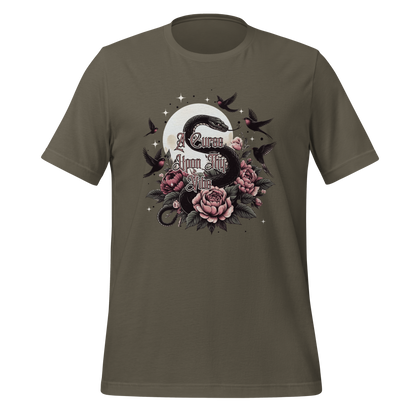 A Curse Upon Thy Vibe Tee | Snake Moon Tattoo Witch Shirt | Edgy Occult Floral | Womens Cotton T-Shirt
