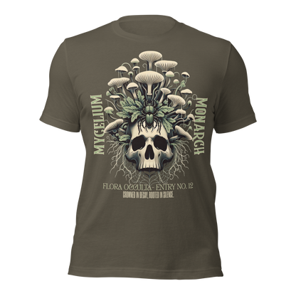 Mycelium Monarch Skull Mushroom Tee | Botanical Gothic Fungi Shirt | Unisex Cotton T-Shirt