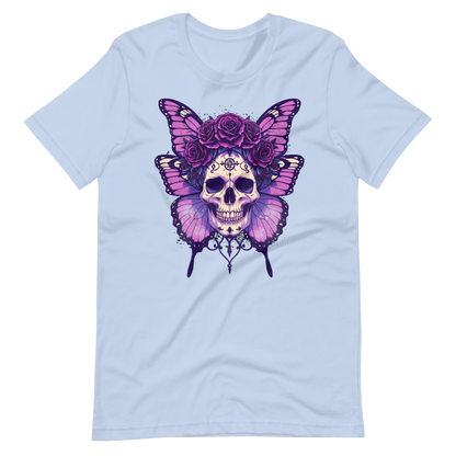 Crowned In Rebellion Skull Butterfly Rose Tee | Gothic Punk Witch Shirt | Alt Goth | Womens Cotton T-Shirt
