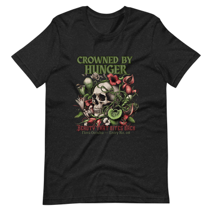 Crowned by Hunger Skull Tee | Botanical Gothic Flora Occulta Shirt | Unisex Mens Cotton T-Shirt