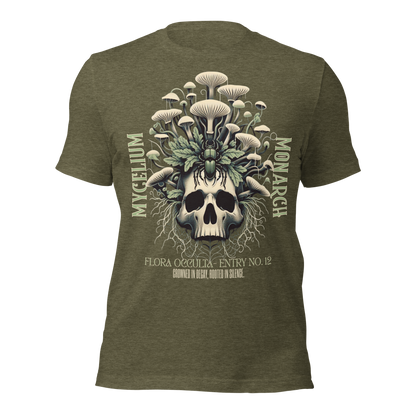 Mycelium Monarch Skull Mushroom Tee | Botanical Gothic Fungi Shirt | Unisex Cotton T-Shirt