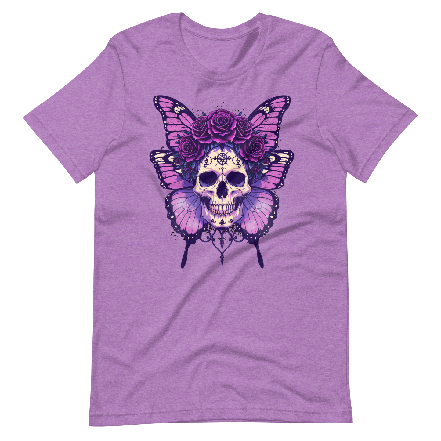Crowned In Rebellion Skull Butterfly Rose Tee | Gothic Punk Witch Shirt | Alt Goth | Womens Cotton T-Shirt