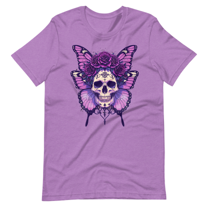 Crowned In Rebellion Skull Butterfly Rose Tee | Gothic Punk Witch Shirt | Alt Goth | Womens Cotton T-Shirt
