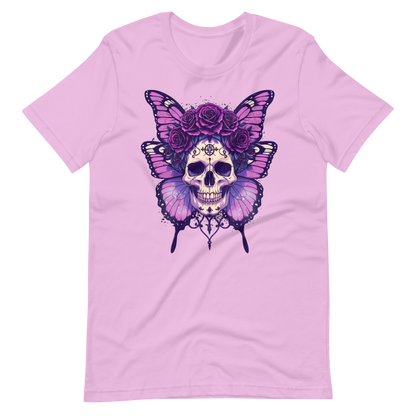 Crowned In Rebellion Skull Butterfly Rose Tee | Gothic Punk Witch Shirt | Alt Goth | Womens Cotton T-Shirt