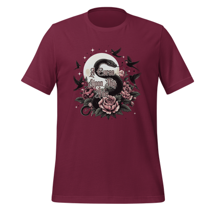 A Curse Upon Thy Vibe Tee | Snake Moon Tattoo Witch Shirt | Edgy Occult Floral | Womens Cotton T-Shirt