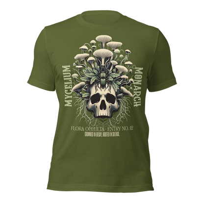 Mycelium Monarch Skull Mushroom Tee | Botanical Gothic Fungi Shirt | Unisex Cotton T-Shirt