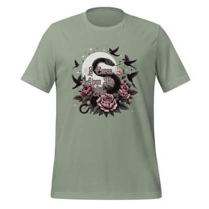A Curse Upon Thy Vibe Tee | Snake Moon Tattoo Witch Shirt | Edgy Occult Floral | Womens Cotton T-Shirt