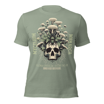 Mycelium Monarch Skull Mushroom Tee | Botanical Gothic Fungi Shirt | Unisex Cotton T-Shirt